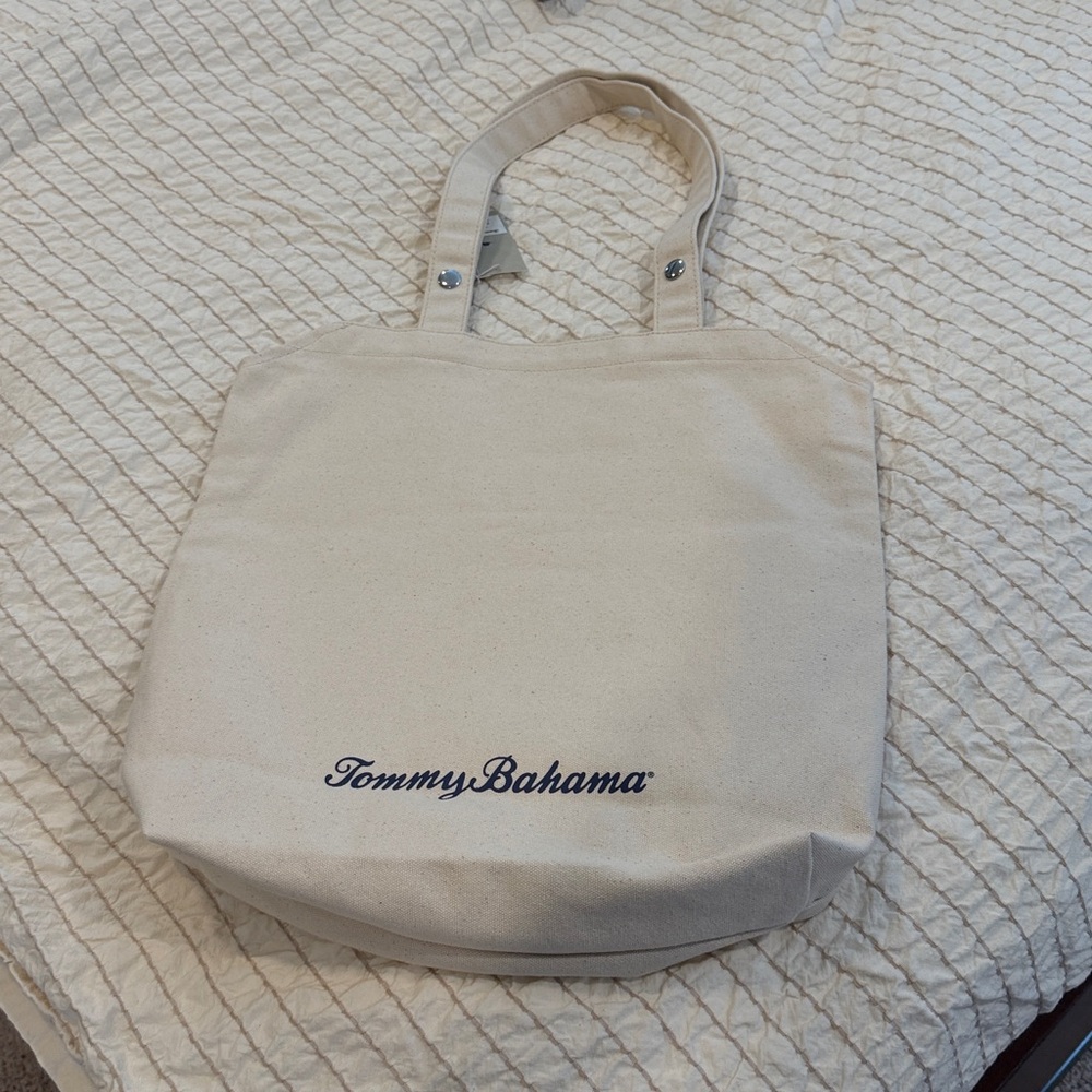 Tommy Bahama Canvas Tote Bag with Pink Pineapple Print NWT - Picture 4 of 4